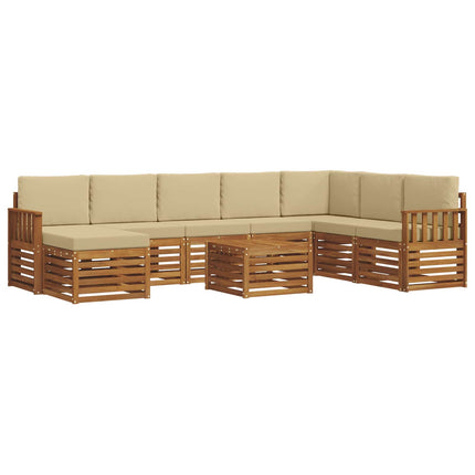 Utomhussoffset 9 pcs Naturlig och Beige Massivt Akaciaträ