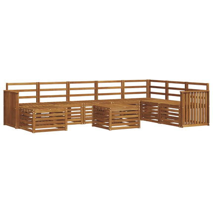 Utomhussoffset 9 pcs Naturfärg Massivt Akaciaträ