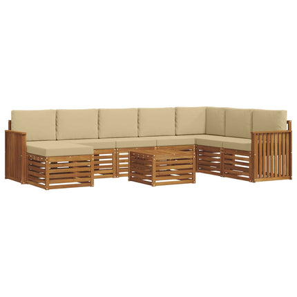Utomhussoffset 9 pcs Naturlig och Beige Massivt Akaciaträ