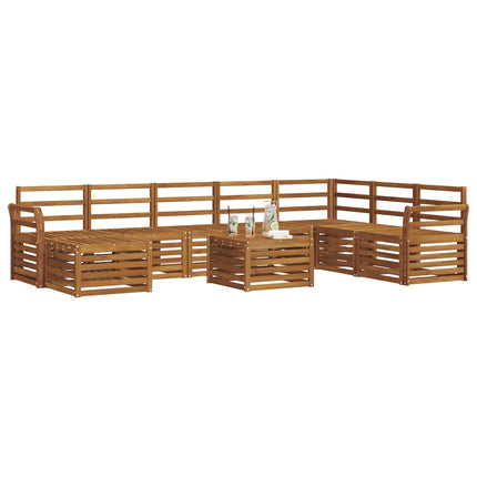 Utomhussoffset 9 pcs Naturfärg Massivt Akaciaträ