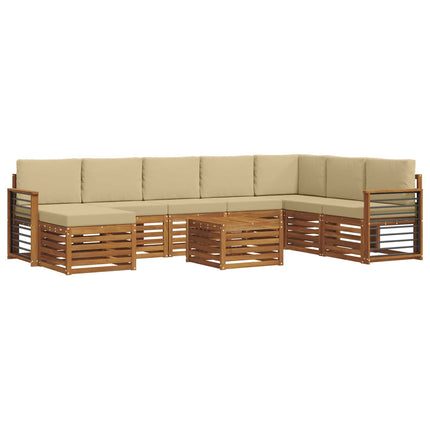 Utomhussoffset 9 pcs Naturlig och Beige Massivt Akaciaträ