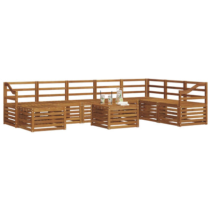 Utomhussoffset 9 pcs Naturfärg Massivt Akaciaträ