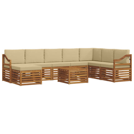 Utomhussoffset 9 pcs Naturlig och Beige Massivt Akaciaträ