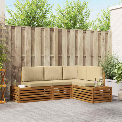 Utomhussoffset med kudde 4 Stycke Naturlig och Beige