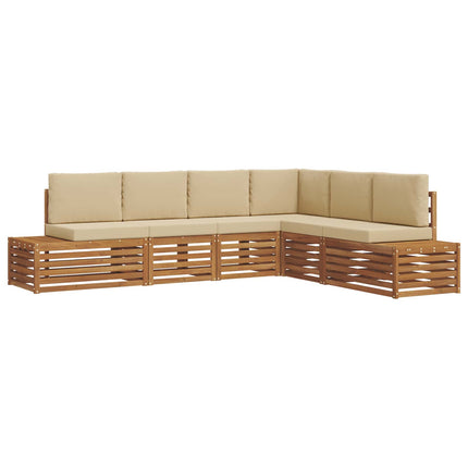 Utomhussoffset med kudde Naturlig och Beige 273 x 213,5 x 73 cm