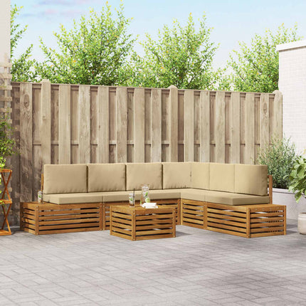 Utomhussoffset med kudde 7 Stycke Naturlig och Beige