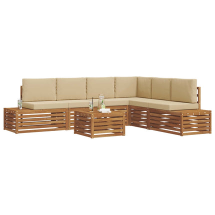 Utomhussoffset med kudde 7 Stycke Naturlig och Beige