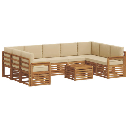 Soffgrupper 10 pcs Naturlig och Beige Massivt Akaciaträ