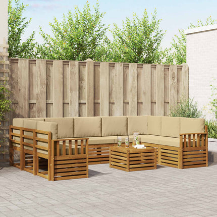 Soffgrupper 10 pcs Naturlig och Beige Massivt Akaciaträ