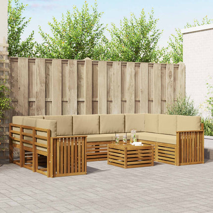 Soffgrupper 10 pcs Naturlig och Beige Massivt Akaciaträ