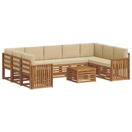 Soffgrupper 10 pcs Naturlig och Beige Massivt Akaciaträ