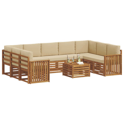 Soffgrupper 10 pcs Naturlig och Beige Massivt Akaciaträ
