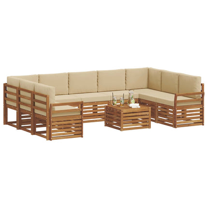 Soffgrupper 10 pcs Naturlig och Beige Massivt Akaciaträ