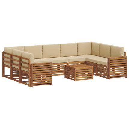 Soffgrupper 10 pcs Naturlig och Beige Massivt Akaciaträ