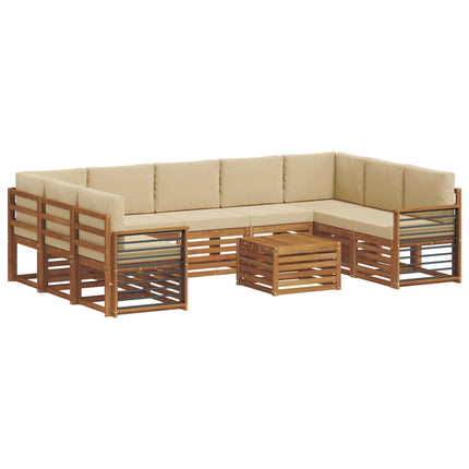 Soffgrupper 10 pcs Naturlig och Beige Massivt Akaciaträ