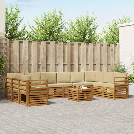 Utomhussoffset 11 pcs Naturlig och Beige Massivt Akaciaträ
