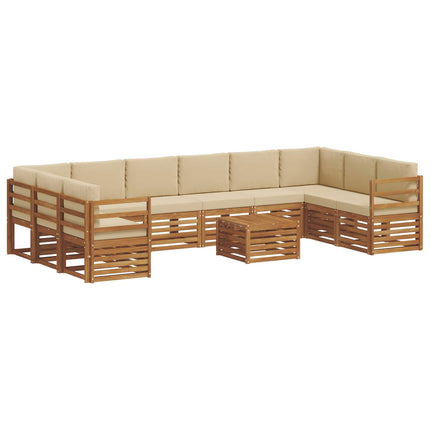 Utomhussoffset 11 pcs Naturlig och Beige Massivt Akaciaträ