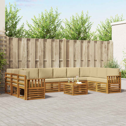 Utomhussoffset 11 pcs Naturlig och Beige Massivt Akaciaträ