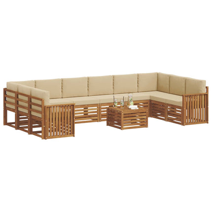 Utomhussoffset 11 pcs Naturlig och Beige Massivt Akaciaträ