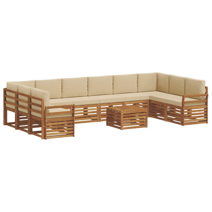 Utomhussoffset 11 pcs Naturlig och Beige Massivt Akaciaträ