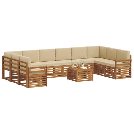 Utomhussoffset 11 pcs Naturlig och Beige Massivt Akaciaträ
