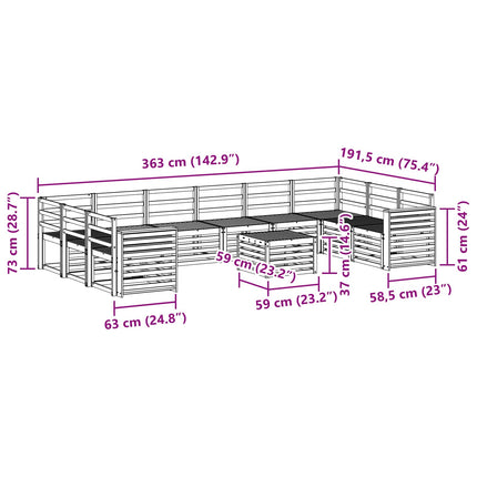 Utomhussoffset 11 pcs Naturfärg Massivt Akaciaträ