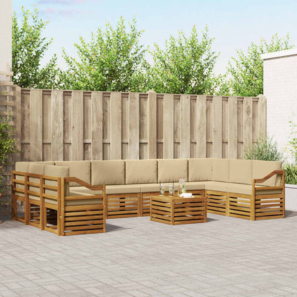 Utomhussoffset 11 pcs Naturlig och Beige Massivt Akaciaträ