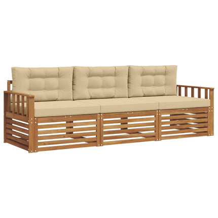 Utomhussoffset med kudde 3 pcs Naturlig och Beige