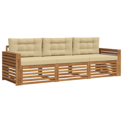 Utomhussoffset med kudde 3 pcs Naturlig och Beige
