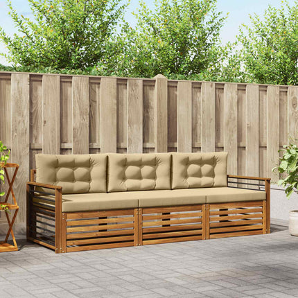 Utomhussoffset med kudde 3 pcs Naturlig och Beige