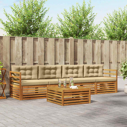 Utomhussoffset med kudde 5 pcs Naturlig och Beige