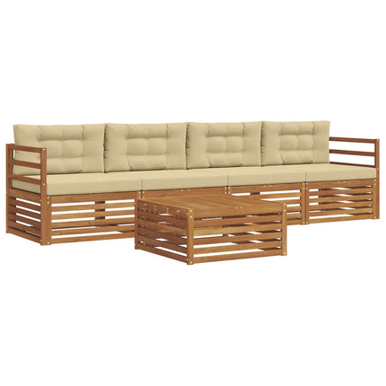 Utomhussoffset med kudde 5 pcs Naturlig och Beige