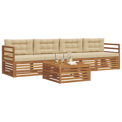 Utomhussoffset med kudde 5 pcs Naturlig och Beige