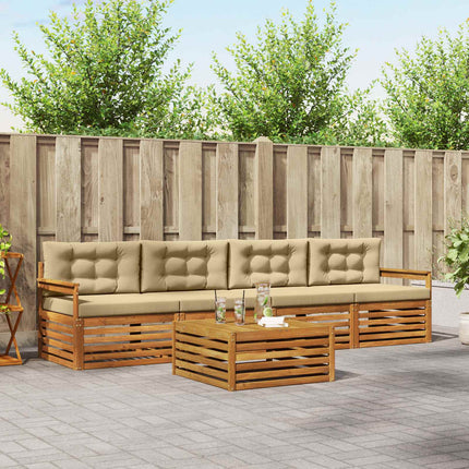 Utomhussoffset med kudde 5 pcs Naturlig och Beige