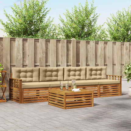 Utomhussoffset med kudde 5 pcs Naturlig och Beige