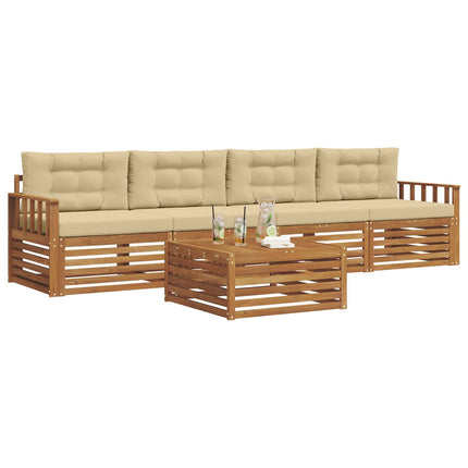 Utomhussoffset med kudde 5 pcs Naturlig och Beige