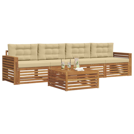 Utomhussoffset med kudde 5 pcs Naturlig och Beige