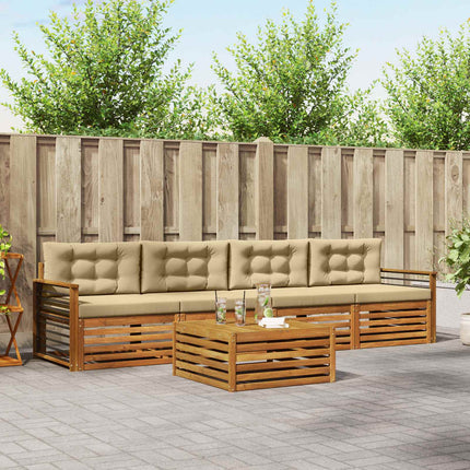Utomhussoffset med kudde 5 pcs Naturlig och Beige