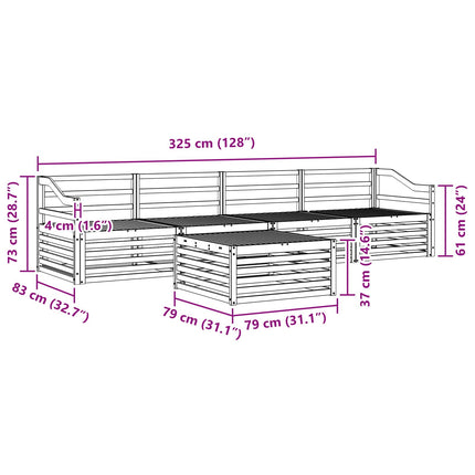 Utomhussoffset 5 pcs Naturfärg Massivt Akaciaträ
