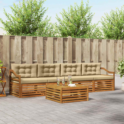 Utomhussoffset med kudde 5 pcs Naturlig och Beige