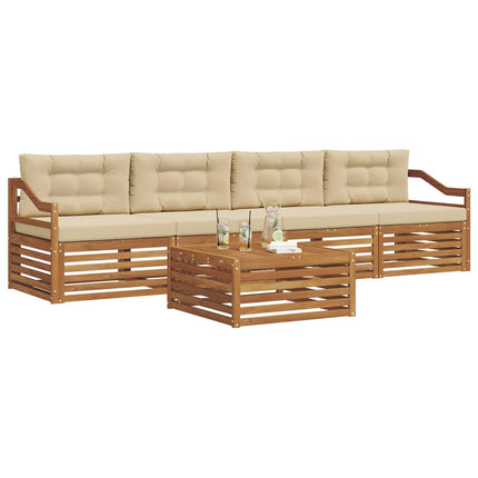 Utomhussoffset med kudde 5 pcs Naturlig och Beige