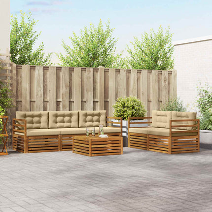 Utomhussoffset med kudde 6 pcs Naturlig och Beige