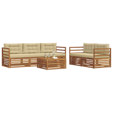 Utomhussoffset med kudde 6 pcs Naturlig och Beige