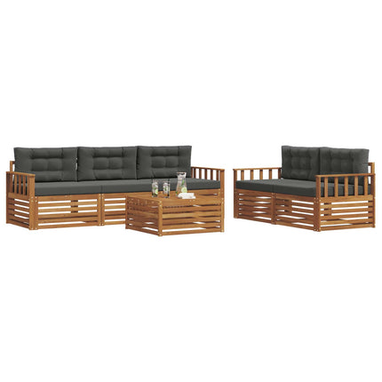 Utomhussoffset med kudde 6 pcs Naturlig och Antracit