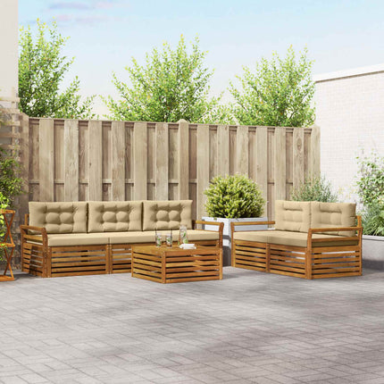 Utomhussoffset med kudde 6 pcs Naturlig och Beige