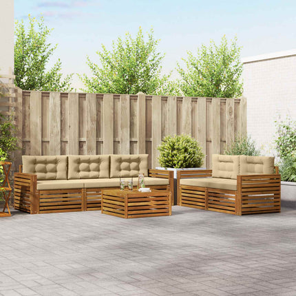 Utomhussoffset med kudde 6 pcs Naturlig och Beige
