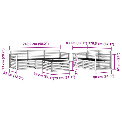 Utomhussoffset 6 pcs Naturfärg Massivt Akaciaträ