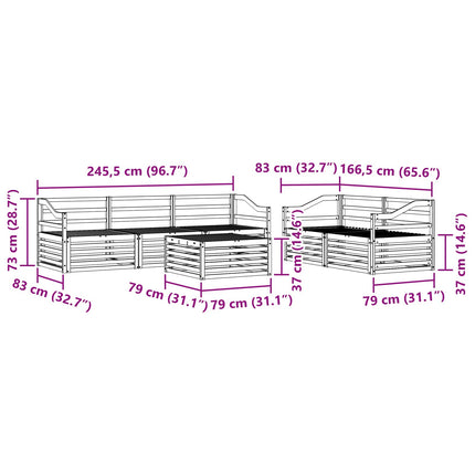 Utomhussoffset 6 pcs Naturfärg Massivt Akaciaträ