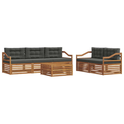 Utomhussoffset med kudde 6 pcs Naturlig och Antracit