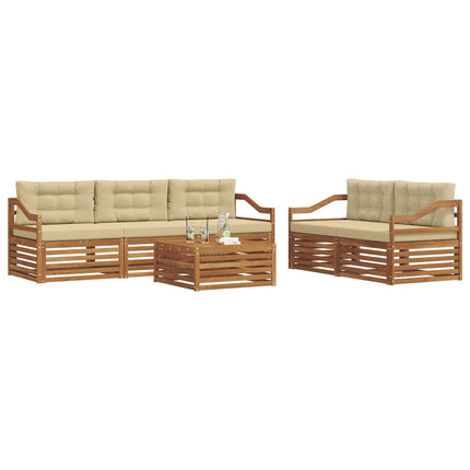 Utomhussoffset med kudde 6 pcs Naturlig och Beige